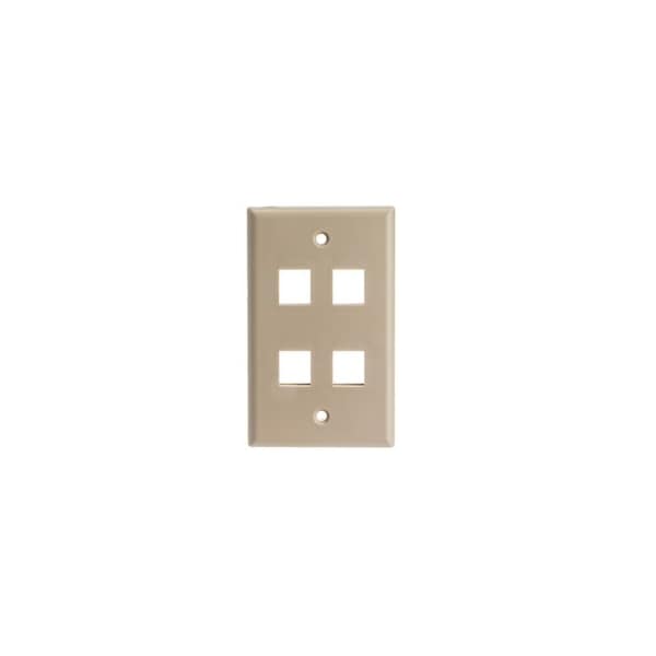 Cable Wholesale Keystone Wall Plate, Beige, 4 Port, Single Gang 301-4K - main